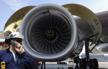 engineer and large jet engine