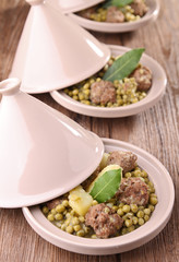 tajine, meatball and vegetables