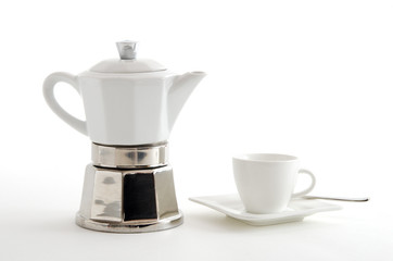 Espressokocher und Espressotasse