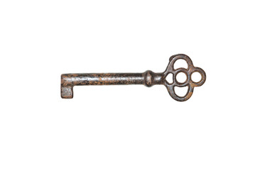 Old key in isolated white background