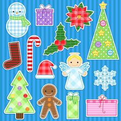 Set of cute christmas stickers