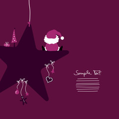 Santa Sitting On Star & Symbols Purple