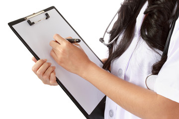 nurse writing medical records