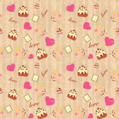 seamless background for Valentine's Day in vintage style