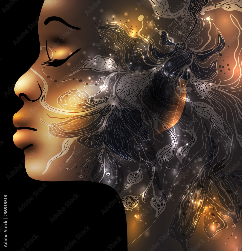 Wall mural abstract female face vector