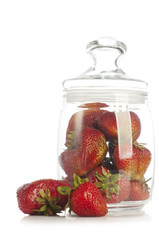 fresh red strawberry in jar
