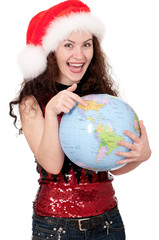 Christmas girl with globe