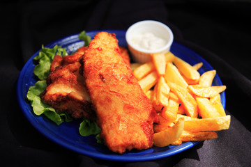 Battered fish and chips