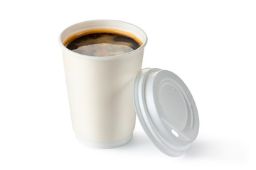Coffee in opened disposable cup - 36930988