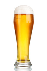 Glass of beer with isolated on white