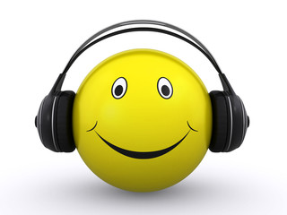 happy smiley with headphones