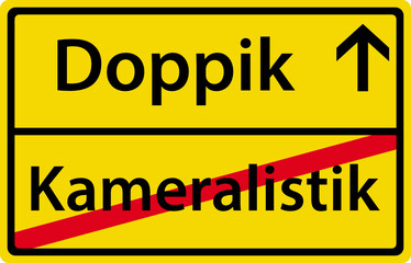 Doppik - Kameralistik - Schild Zeichen Symbol Ortsausgang