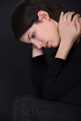artistic portrait of pensive brunette