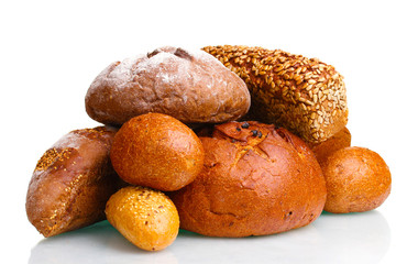 delicious rye breads isolated on white