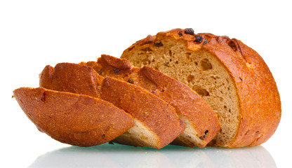 delicious sliced ​​rye bread isolated on white