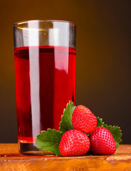 Fresh strawberry and juice glass