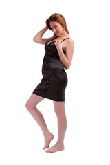 Fototapeta premium sexy blond girl in black dress