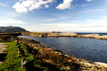 Fototapeta na wymiar Beautiful view from the ocean fjord in Norway.