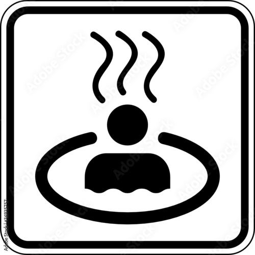 "Hot Pot - Whirlpool - beheiztes Becken - Schild Zeichen Symbol" Stock