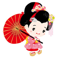 Japanese dancing geisha / geisha girl