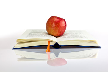 Red apple in a book