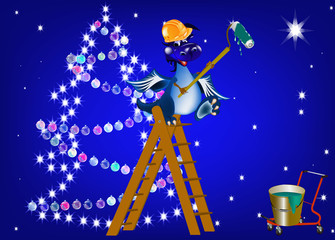 The New Year's Dark blue Dragon