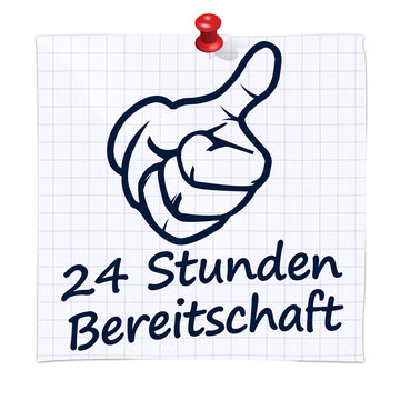 24 stunden bereitschaftsdienst pin zettel
