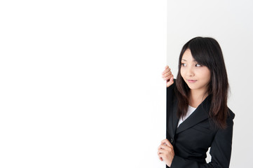 asian businesswoman with whiteboard