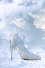 glass high heel slipper with clipping path