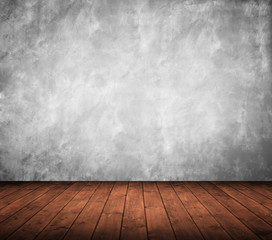 vintage wooden interior with grey wall.