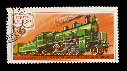 Fototapeta na wymiar USSR, Passenger steam locomotive 1-3-1 C-1925, circa 1979