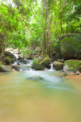 Naklejka na ściany i meble Deep forest Waterfall in Chantaburi, eastern of Thailand