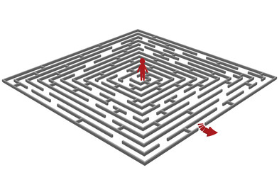 Vector illustration of a  labyrinth/maze with a man in center
