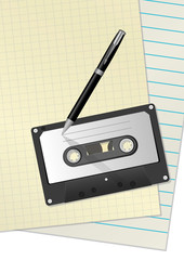 Audio cassette and paper