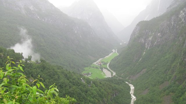 Beautiful mountain pass in mist, overview, time lapse
