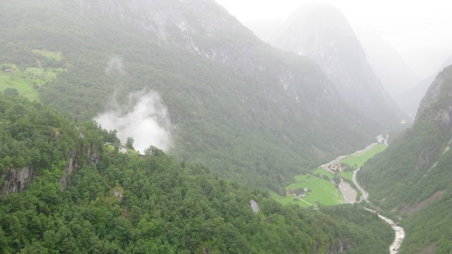 Serpentine road in mountains near Stalheim, time lapse