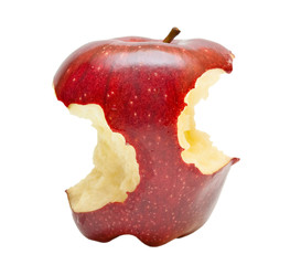 Bitten red apple isolated on white background