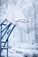 Basketball ring in winter