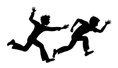 two running boy on white background