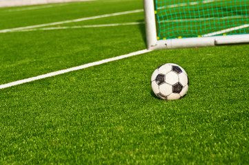 Fototapeta na wymiar Soccer ball football goals backgraund