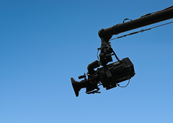 Filmkamera an einem Kamerakran