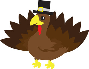 Thanksgiving turkey with pilgrim hat.