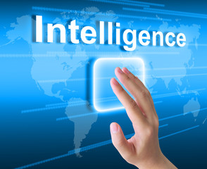hand pressing intelligence button on a touch screen interface