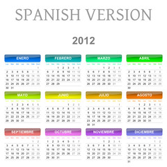 2012 Spanish vectorial calendar