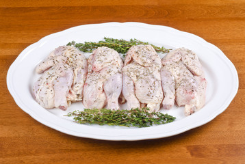 Raw Cornish Game Hens on a White Plate