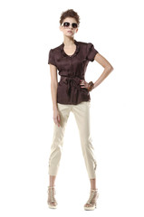 Fototapeta premium fashion model wearing modern sunglasses posing