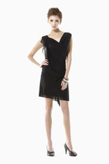 Cheerful fashion model shot in studio