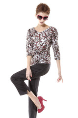 Fototapeta premium Full length casual young fashion in sunglasses posing