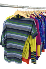 Obraz premium Row of fashion colorful shirt rack