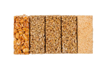 Honey bars with peanuts, sesame and sunflower seeds